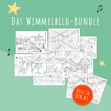 Wimmelbilder zum Ausmalen – Großes Entdecker-Set (7 Motive, A4 & A3)